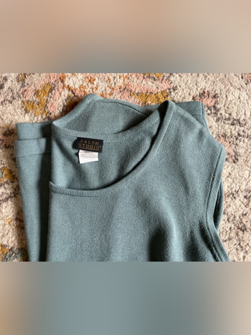 Salon Studio Sleeveless Knit Top in teal color